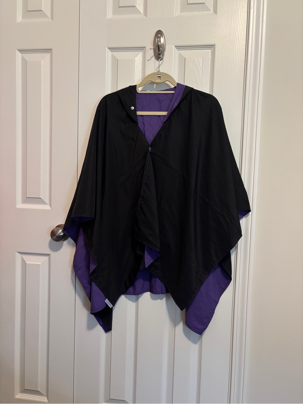 Reversible Black and Purple Hooded Rain Cape